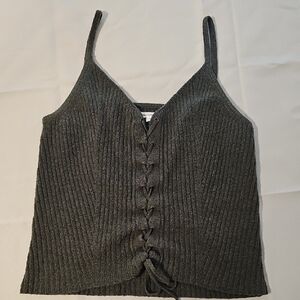 American Eagle Outfitters Gray Ribbed Ruched Camisole